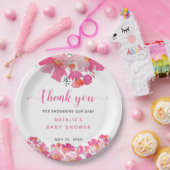 ベビー開花ピンクフローラベビーシャワー水色N ペーパープレート (パーティー)