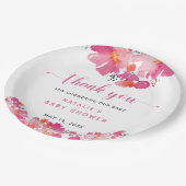 ベビー開花ピンクフローラベビーシャワー水色N ペーパープレート (アングル)