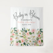 ベビー開花ピンクフローラベビーシャワー タペストリー (正面)