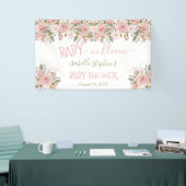 ベビー開花ピンクフローラベビーシャワー 横断幕 (トレードショー)