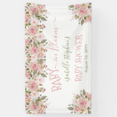 ベビー開花ピンクフローラベビーシャワー 横断幕 (縦)