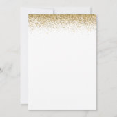 ベビー開花ピンクブルー手書き金ゴールド紙吹雪 招待状 (裏面)