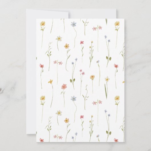 ベビー開花ピンクボウガールワイルドフラワーシャワー 招待状 (裏面)