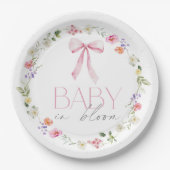 ベビー開花ピンクボウフローラベビーシャワー ペーパープレート (正面)