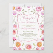 ベビー開花ピンクボウフローラベビーシャワー 招待状 (正面)