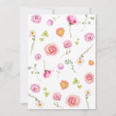 ベビー開花ピンクボウフローラベビーシャワー 招待状 (裏面)