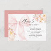 ベビー開花ピンクボウベビーシャワーブックベビー エンクロージャーカード (正面/裏面)