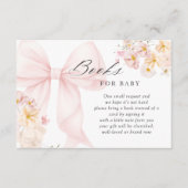 ベビー開花ピンクボウベビーシャワーブックベビー エンクロージャーカード (正面)