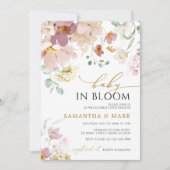 ベビー開花ピンク&赤ワイルドフラワーシャワー 招待状 (正面)