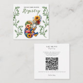 ベビー開花フローラつる植物ベビーシャワーレジストリ スクエア名刺 (正面/裏面)