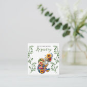 ベビー開花フローラつる植物ベビーシャワーレジストリ スクエア名刺 (スタンド正面)