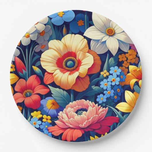 ベビー開花フローラつる植物リーフベビーシャワー ペーパープレート (正面)