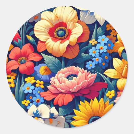 ベビー開花フローラつる植物リーフベビーシャワー ラウンドシール (正面)