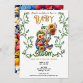 ベビー開花フローラつる植物リーフベビーシャワー 招待状 (正面/裏面)