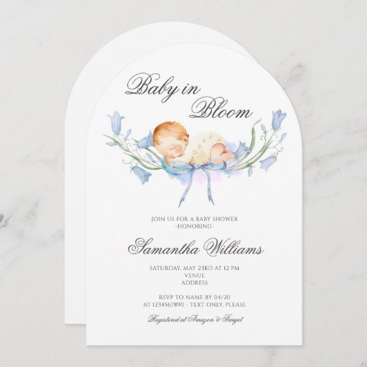 ベビー開花フローラガーデンベビーレジストリシャワー 招待状 (正面/裏面)