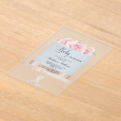 ベビー開花フローラケーキベビーシャワー アクリル招待状 (レイダウン)