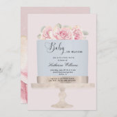 ベビー開花フローラケーキ赤ちゃんシャワー招待 (正面/裏面)