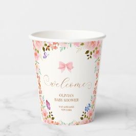 ベビー開花フローラバタフライベビーシャワーウェルカム 紙コップ