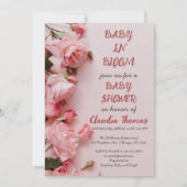 ベビー開花フローラピンクの女の子の赤ちゃんシャワー 招待状 (正面)