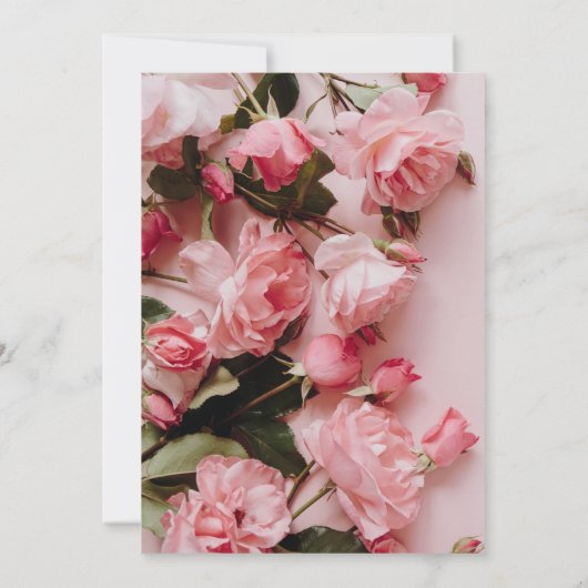 ベビー開花フローラピンクの女の子の赤ちゃんシャワー 招待状 (裏面)