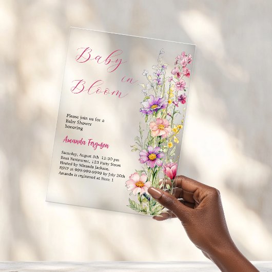 ベビー開花フローラピンク紫ベビースワ澄んーナー アクリル招待状