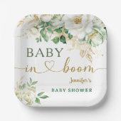 ベビー開花フローラベビーシャワーセージ緑金ゴールド ペーパープレート (正面)