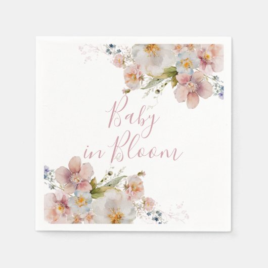 ベビー開花フローラベビースシャワー スタンダードカクテルナプキン (正面)