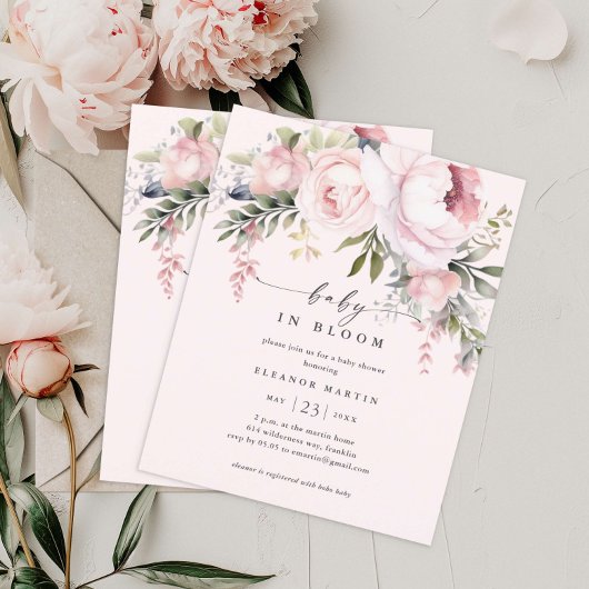 ベビー開花フローラ予算ベビーシャワー招待状