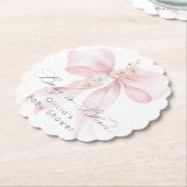 ベビー開花フローラ赤面ピンクボウベイビーシャワー ペーパーコースター (アングル)