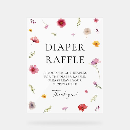 ベビー開花ベビーシャワーおむつラッフルゲーム アクリルサイン (正面)