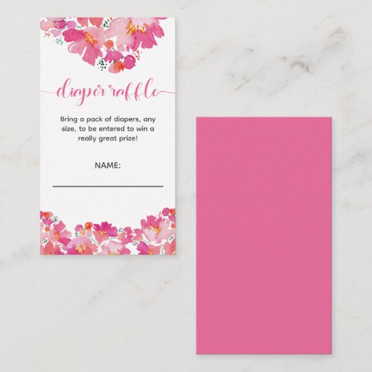 ベビー開花ベビーシャワーおむつラッフルフローラ エンクロージャーカード (正面/裏面)