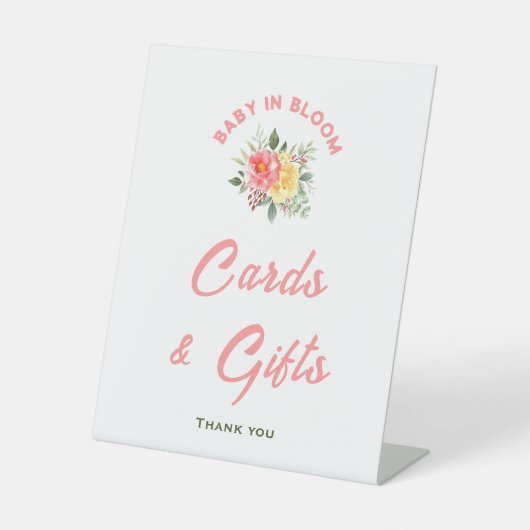 ベビー開花ベビーシャワーカード&ギフトサイン 台座サイン (正面)