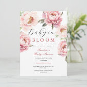 ベビー開花ベビーシャワーピンクエレガント牡丹 招待状 (スタンド正面)