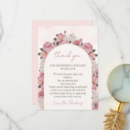 ベビー開花ベビーシャワーピンクフローラ サンキューカード