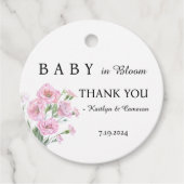 ベビー開花ベビーシャワーメッセージカード フェイバータグ (正面)