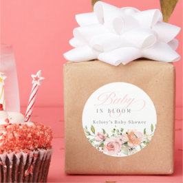 ベビー開花ベビーシャワー好きステッカー ラウンドシール