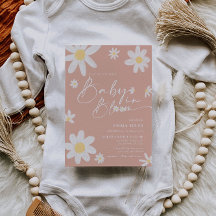 ベビー開花ベビーシャワー招待状ピンクデイジー