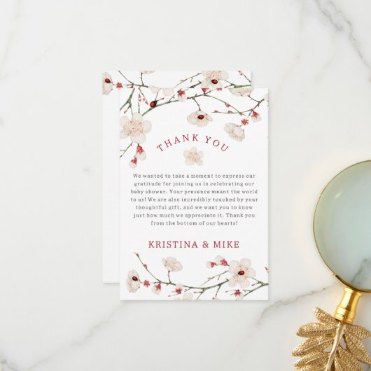 ベビー開花ベビーシャワー サンキューカード (正面/裏面インサイチュ)