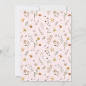 ベビー開花ボホシックフローラピンクベビーシャワー 招待状 (裏面)