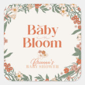 ベビー開花ボホワイルドフラワーガールベイビーシャワー スクエアシール (正面)