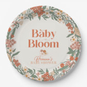 ベビー開花ボホワイルドフラワーガールベイビーシャワー ペーパープレート (正面)