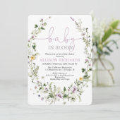 ベビー開花ラベンダーイエローガールベイビーシャワー 招待状 (スタンド正面)