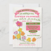 ベビー開花リトルフラワーベビーシャワー 招待状 (正面)