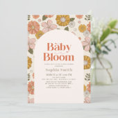 ベビー開花レトロフローラアーチオレンジベイビーシャワー 招待状 (スタンド正面)