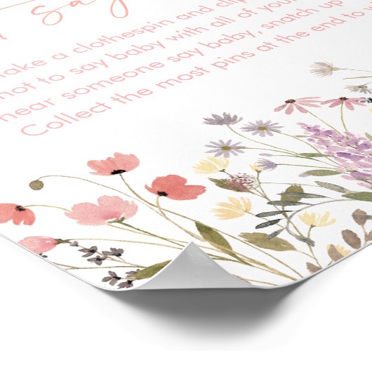 ベビー開花ワイルドフラワーのベビーゲームを言わない ポスター (角)