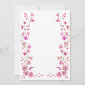 ベビー開花ワイルドフラワーガーデンはっきりしたピンクガールシャワー 招待状 (裏面)