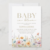 ベビー開花ワイルドフラワージェンダーneutra赤ちゃんシャワー 招待状 (正面)