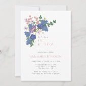 ベビー開花ワイルドフラワーフローラピンク赤ちゃんシャワー 招待状 (正面)