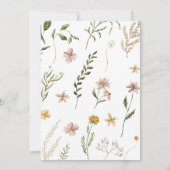 ベビー開花ワイルドフラワー春ベビーシャワー 招待状 (裏面)