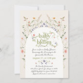ベビー開花ワイルドフラワー男女兼用ベビーシャワー 招待状 (正面)